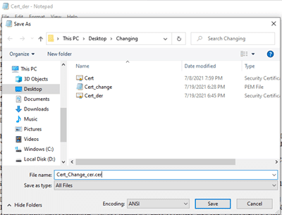 extension you want to convert (.cer, .der).
