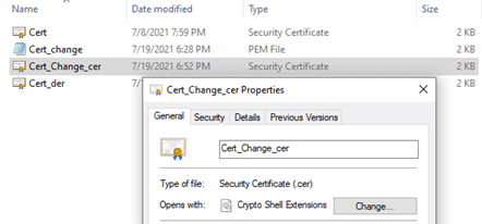 Cert file format change