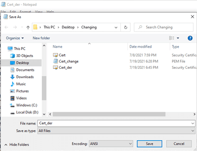 change the DER file format