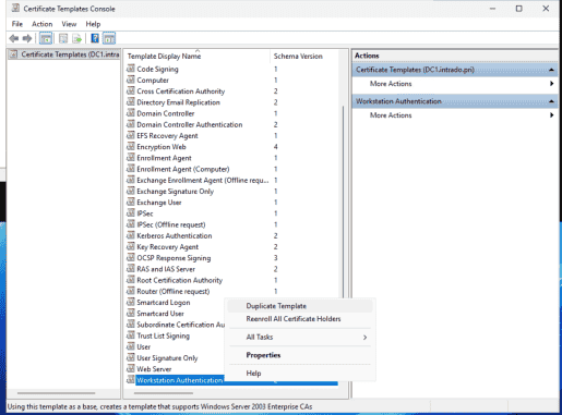 Configure Group Policy to Auto-enroll Windows devices 2 step2 duplicate template