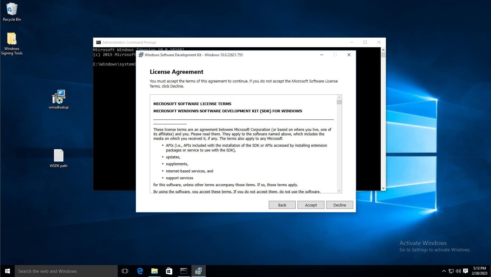 windows sdk license agreement
