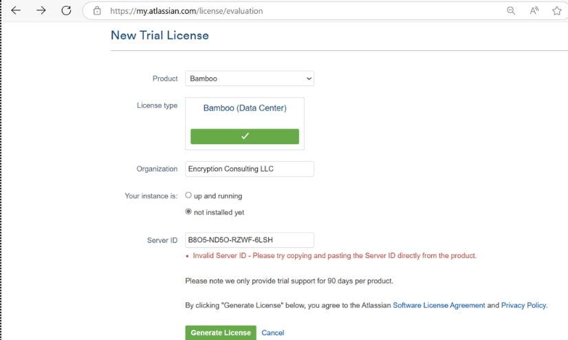 Bamboo Trial License