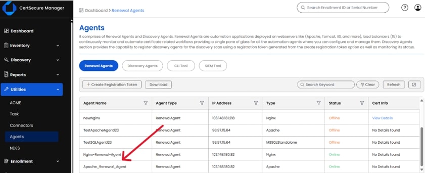 CertSecure Agents Route