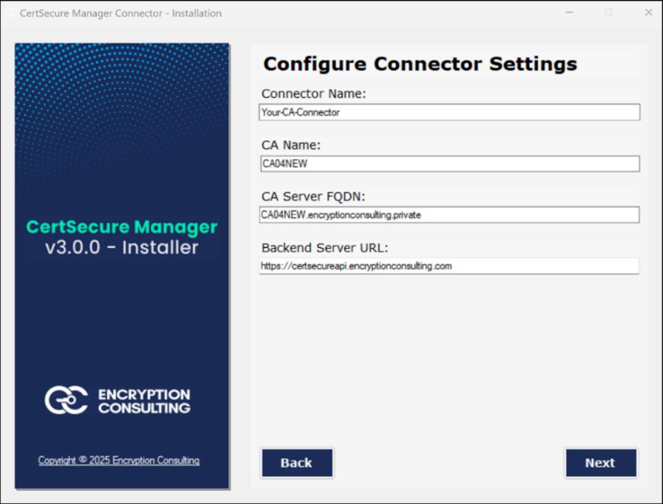 connector settings configuration