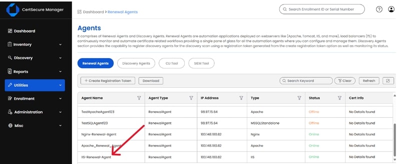 Certsecure agents route