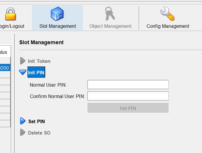 Select Init PIN option