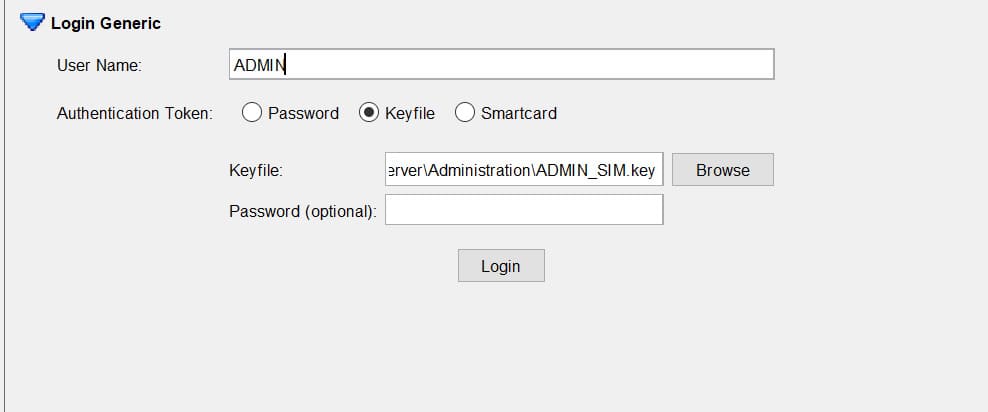 Browse the Keyfile and provide the password file