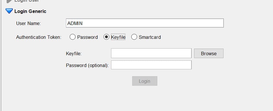 Login generic keyfile token