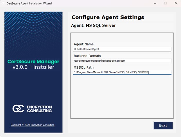 Agent configuration