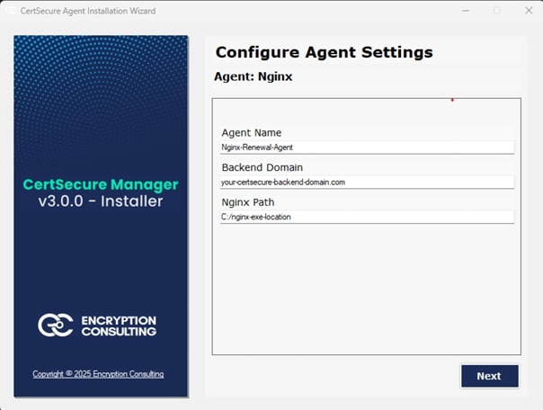 Configure agent setting