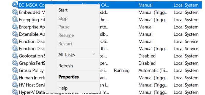 see options on right click