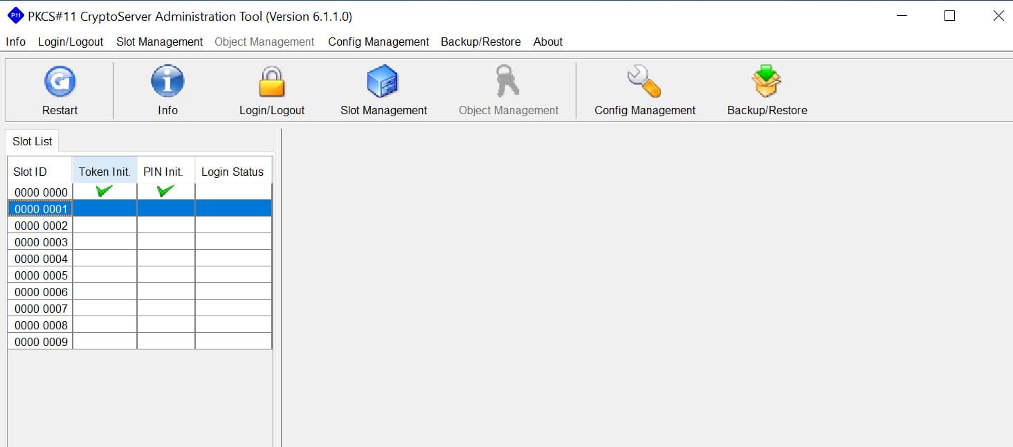 PKCS#11 CryptoServer Administration Tool View