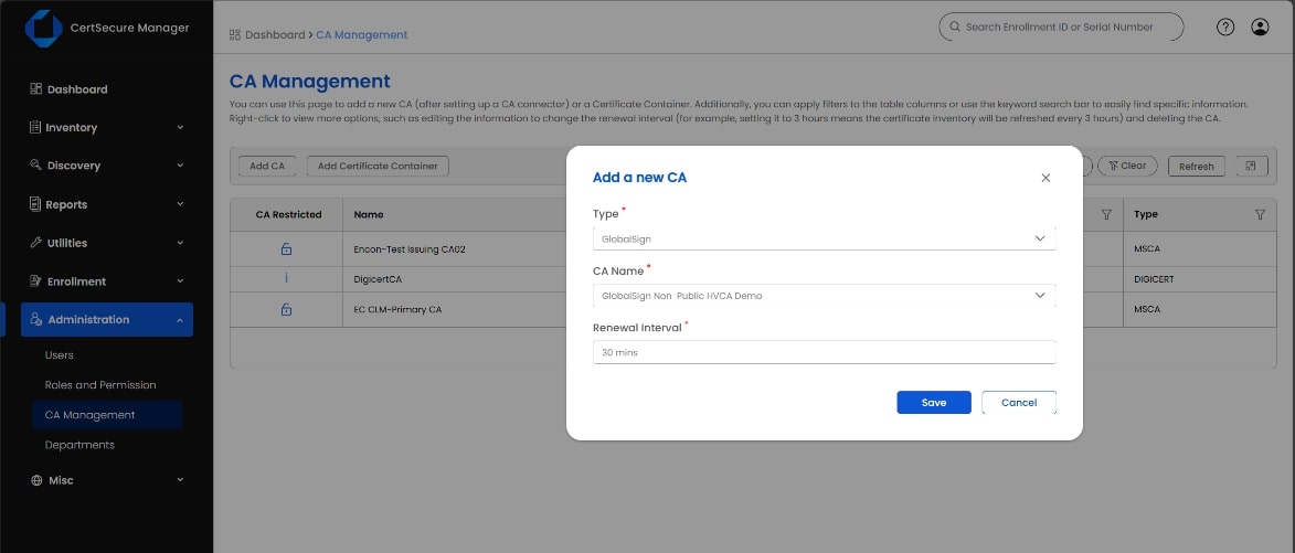 Adding CA