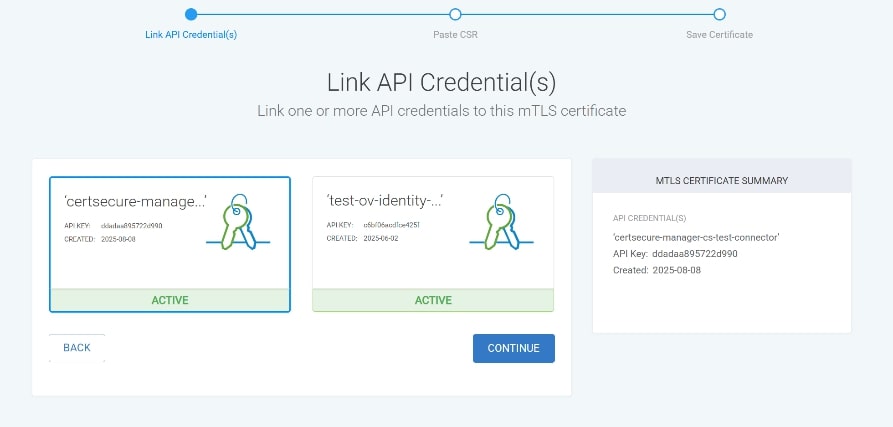 API Credential Seleciton