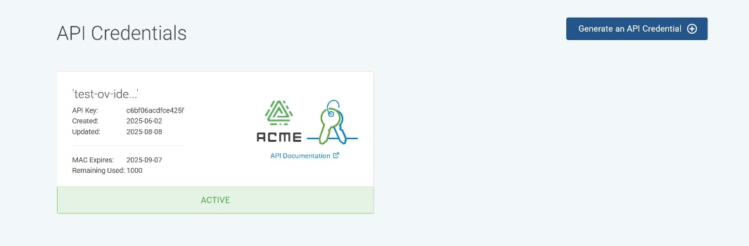 Generate API Credential