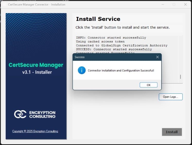 Successfully Installed Connector