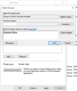 add Domain Admins and Enterprise Admins