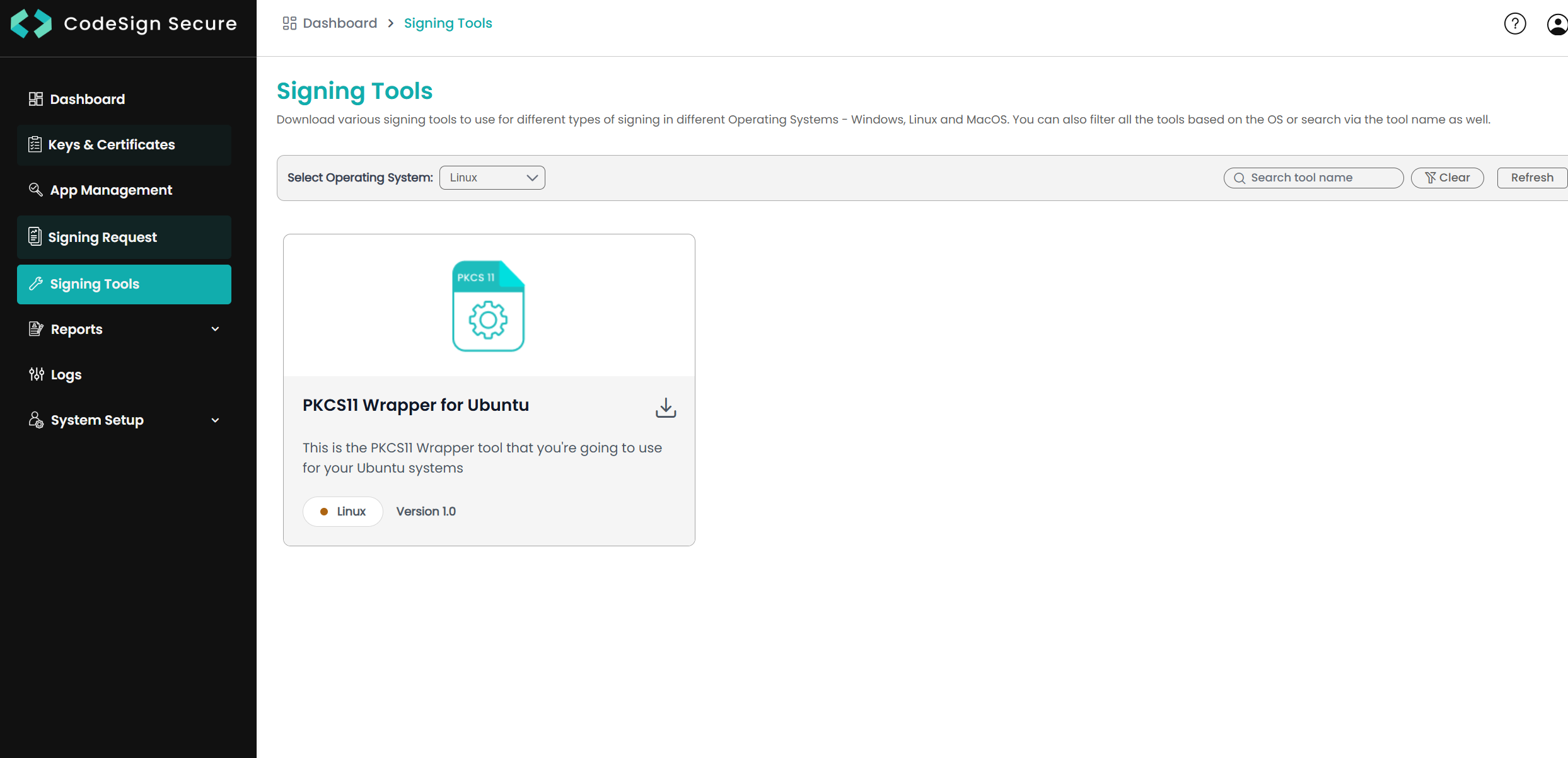 codeSigning signing tools ubuntu
