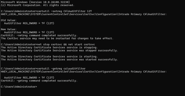 AuditFilter command output