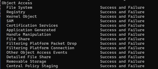 auditpol command output