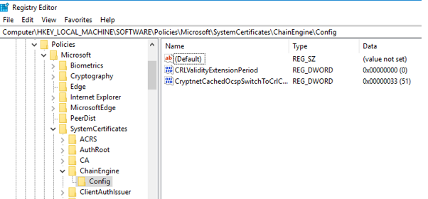 The OCSP Magic Number 3 registry Editor