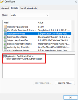 Client certificate profile