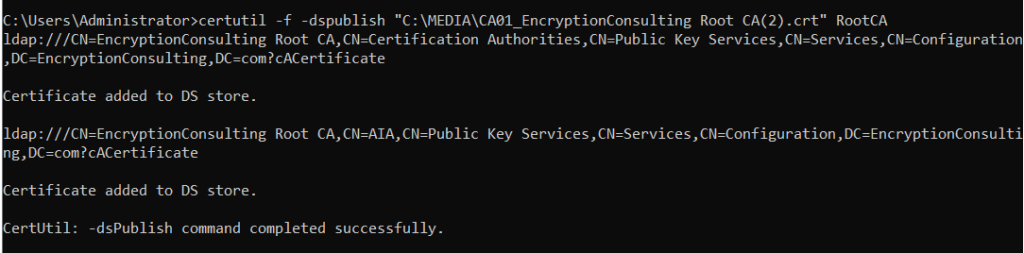 Certificate publication is checked