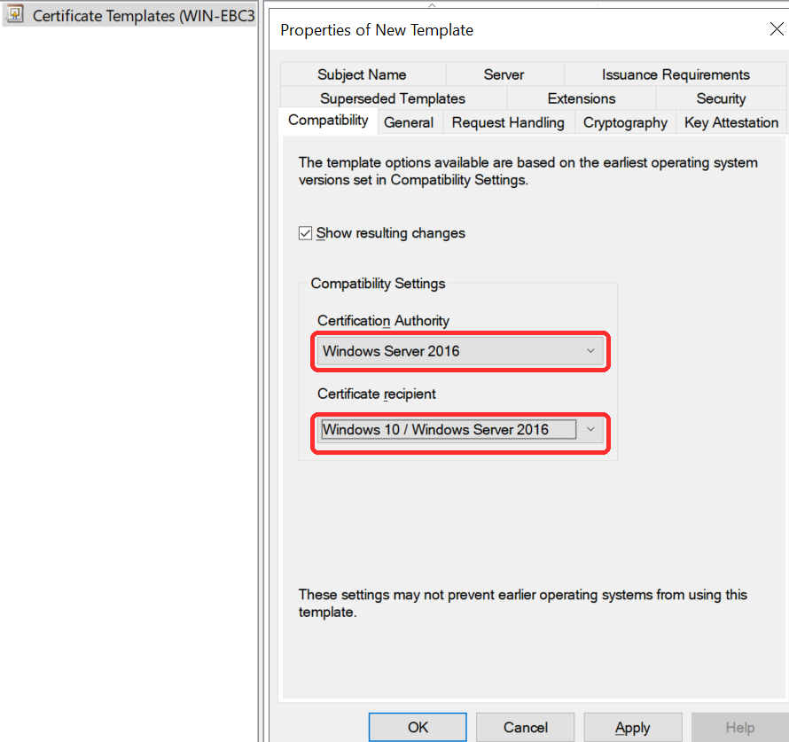 adcs duplicate template compatibility tab