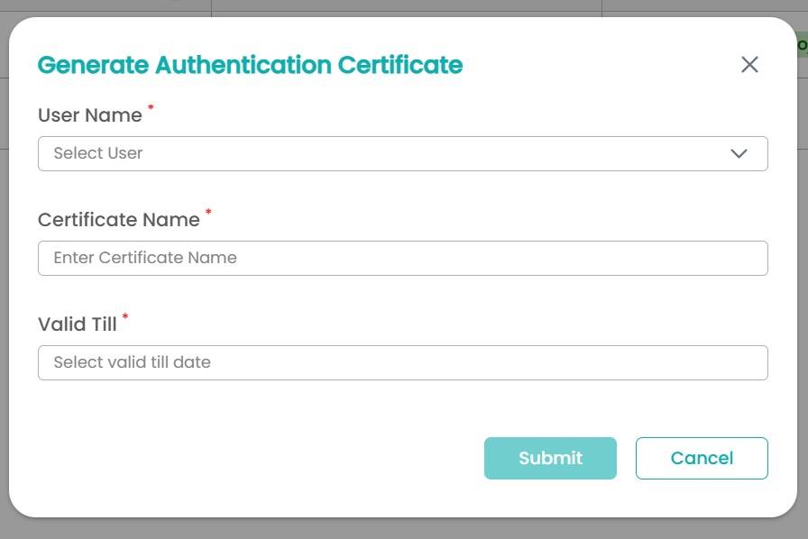 Generate authentication certificate form output