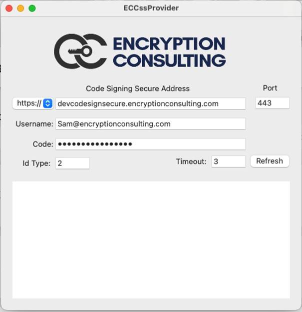 ECCssProvider launch output