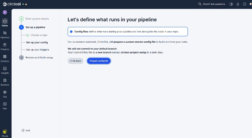 CircleCI Prepare config file option