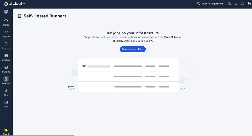 CircleCI Runners section in the left sidebar