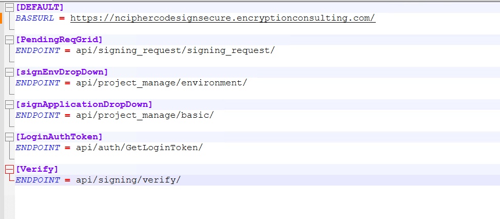 Utility Tool config file with the BASEURL field to be updated