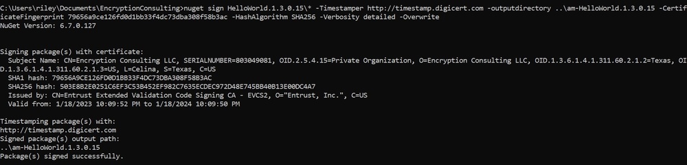 Command Prompt open in the directory containing nuget.exe