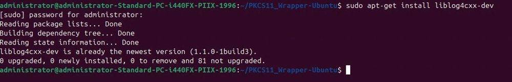 Terminal output showing liblog4cxx-dev being installed