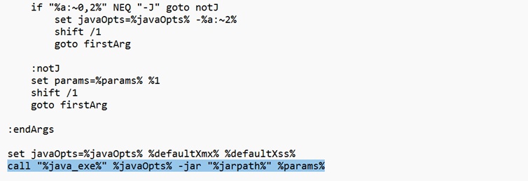 Apksigner.bat file showing the original last line before editing