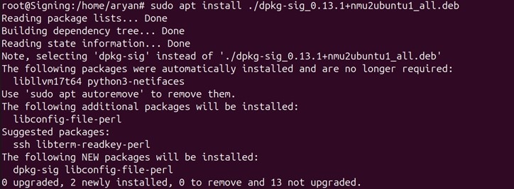 Dpkg sig install output