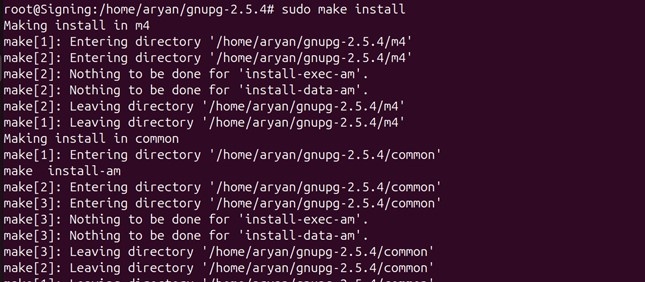 Gnupg install output