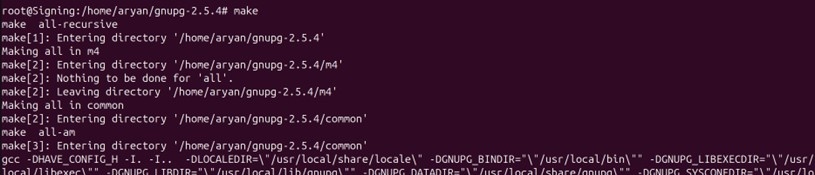 Gnupg make output
