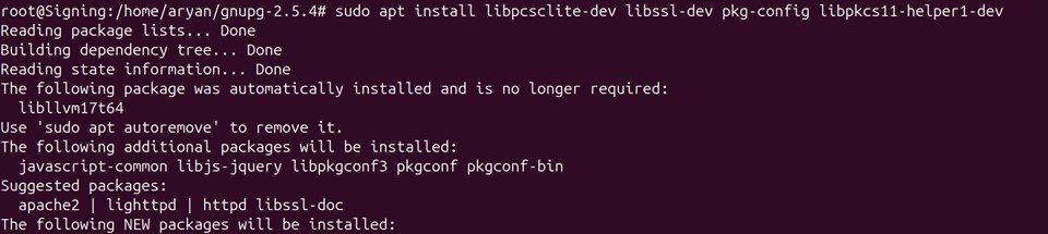 Gnupg pkcs11 scd build tools install output