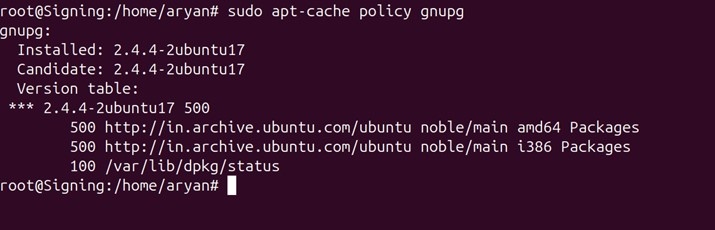 Gnupg policy check output