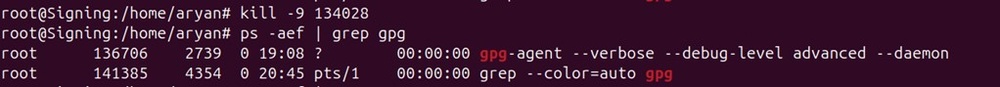 Gpg agent kill output 1