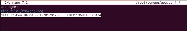 Gpg conf default key added
