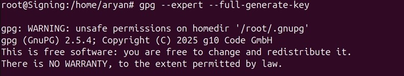 Gpg full generate key output