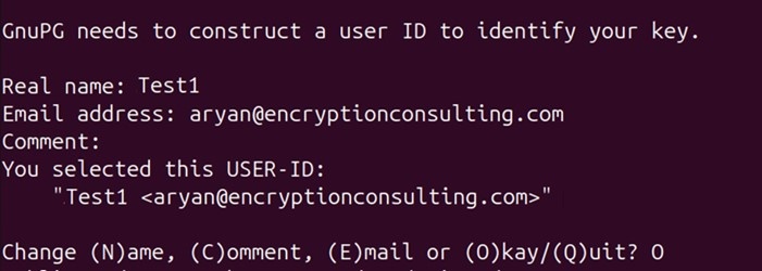 Gpg generate key identity output