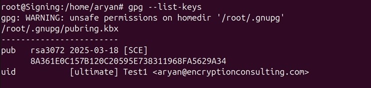 Gpg list keys output