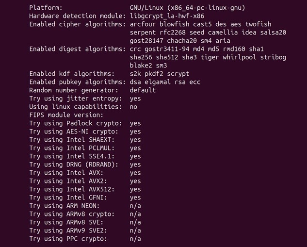 Libgcrypt configure output 2