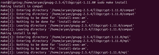 Libgcrypt install output