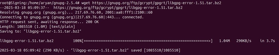 Libgpg error download output