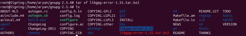 Libgpg error extract output